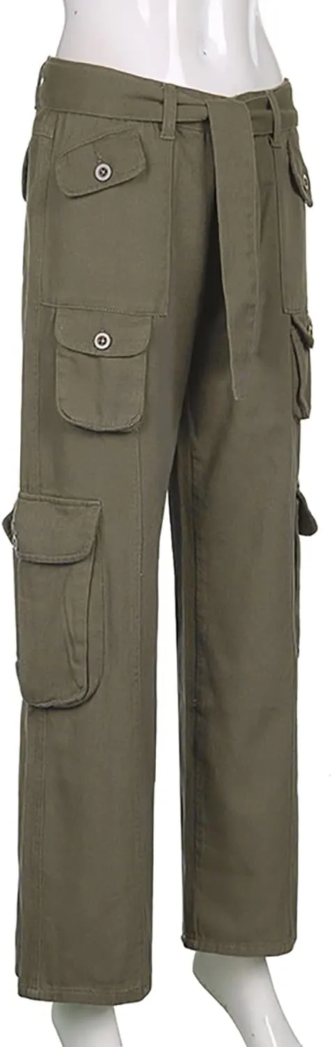 Women's Y2K High Waist Baggy Jeans Flap Pocket Relaxed Fit Straight Wide Leg Loose Fashion Cargo Jeans