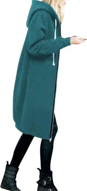 Women's Zip Up Hoodies Oversized Fleece Open Front Hooded Long Sweatshirts Casual Long Sleeve 2024 Fall Jacket Coat