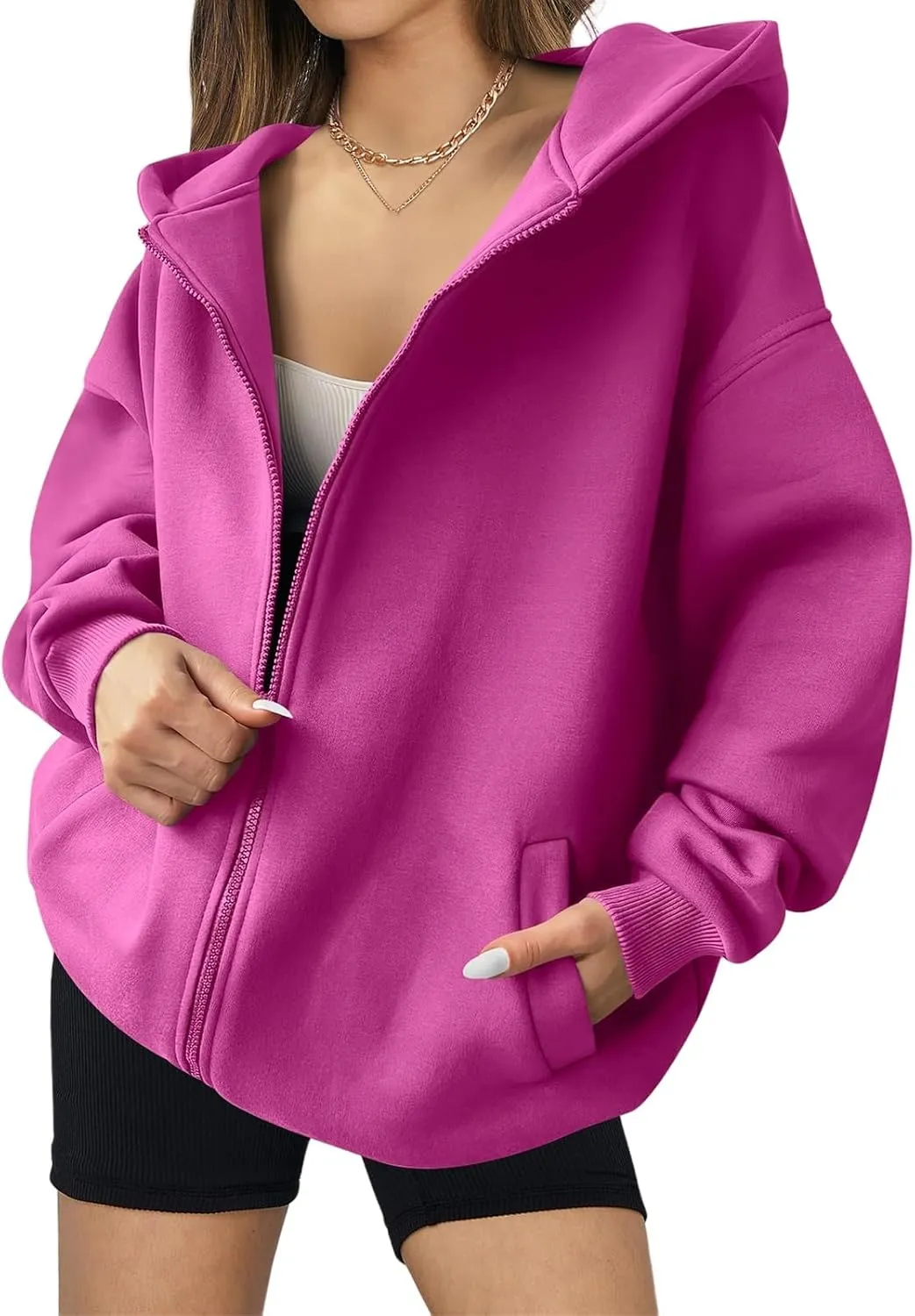 Womens Zip Up Hoodies Oversized Hooded Sweatshirt Casual Long Sleeve Jackets Coat Workout Tops Y2K Outfits