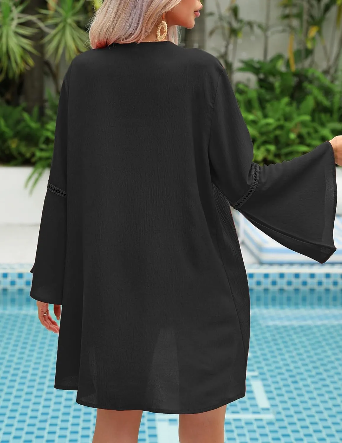 Yekaty Kimonos for Women Bell Sleeve Loose Kimono Cardigan Casual Open Front Beach Cover Up 2024
