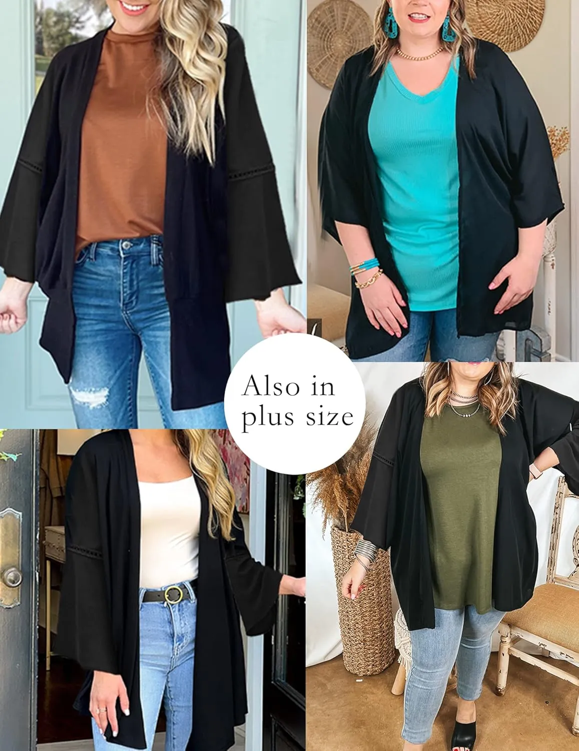 Yekaty Kimonos for Women Bell Sleeve Loose Kimono Cardigan Casual Open Front Beach Cover Up 2024