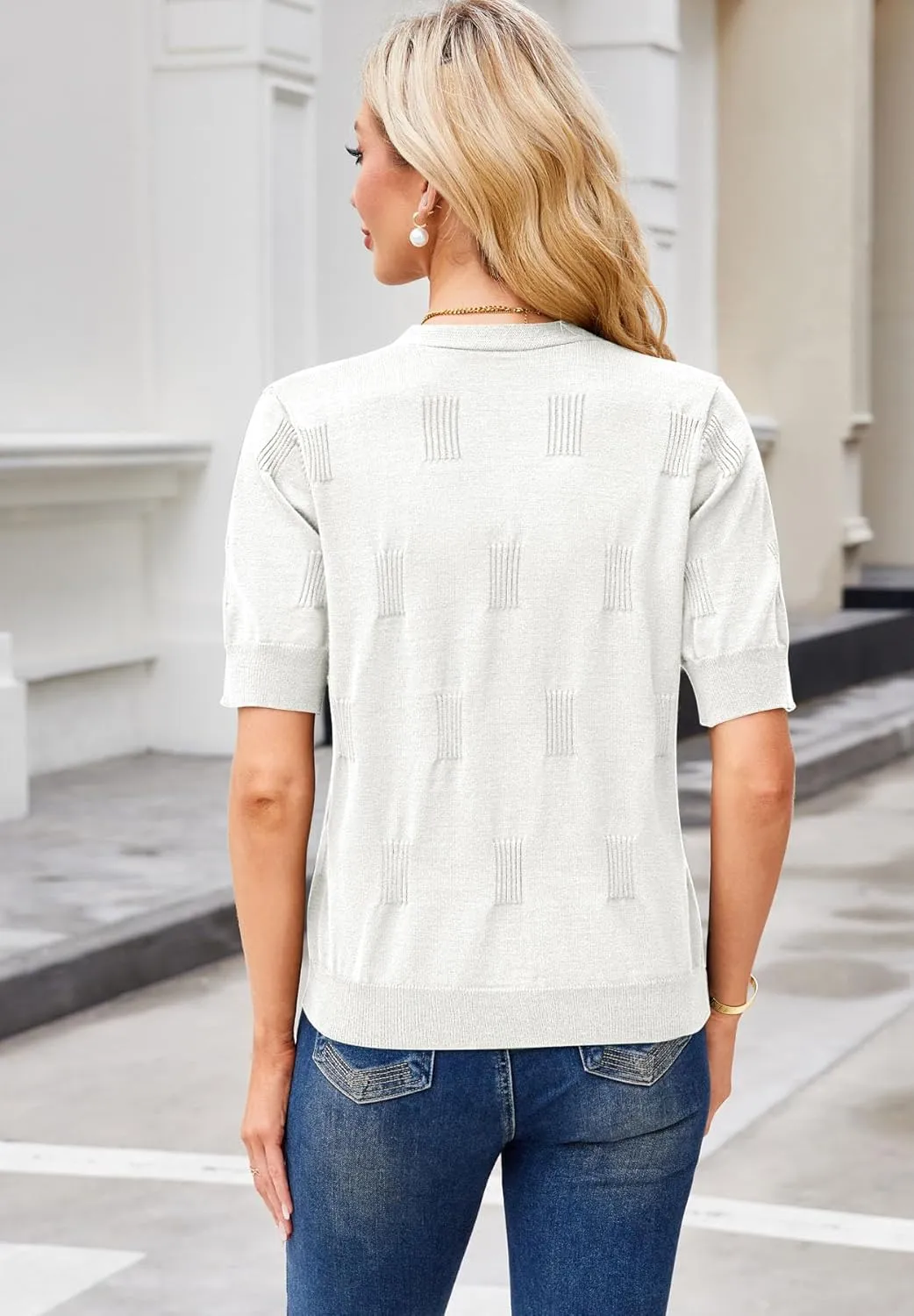 Yekaty Short Sleeve Cardigans for Women Lightweight Summer Sweaters Cropped V Neck Button Bolero Sweater