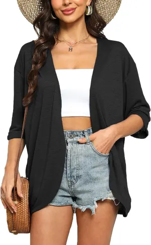 Yekaty Womens Summer Cardigan Lightweight Short Sleeve Kimono Cardigans Beach Vacation Cover up