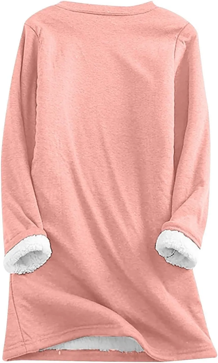 Yes,I'm Still Freezing -Me 24:7 Sherpa Lined Sweatshirt Women Fuzzy Fleece Thermal Outerwear Letter Print Pullover