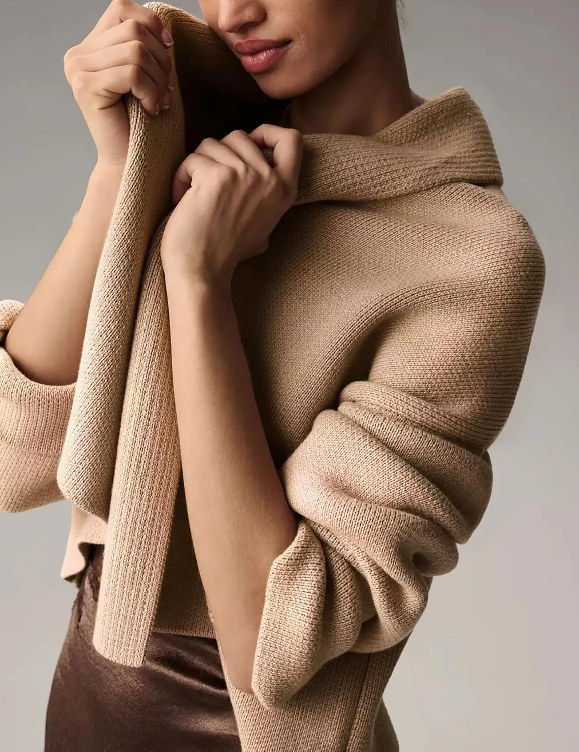 Yimoon Women's Cropped Cardigan Sweater Oversized Lapel Chunky Knit Coatigan Long Sleeve Open Front Sweater