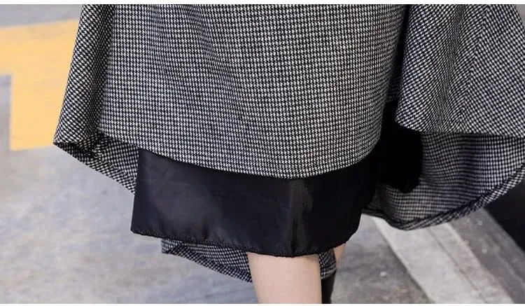 Ylingjun Warm Long Wool Skirt for Womens Winter Fall Elastic High Waisted A Line Flared Pleated Wool Skirts