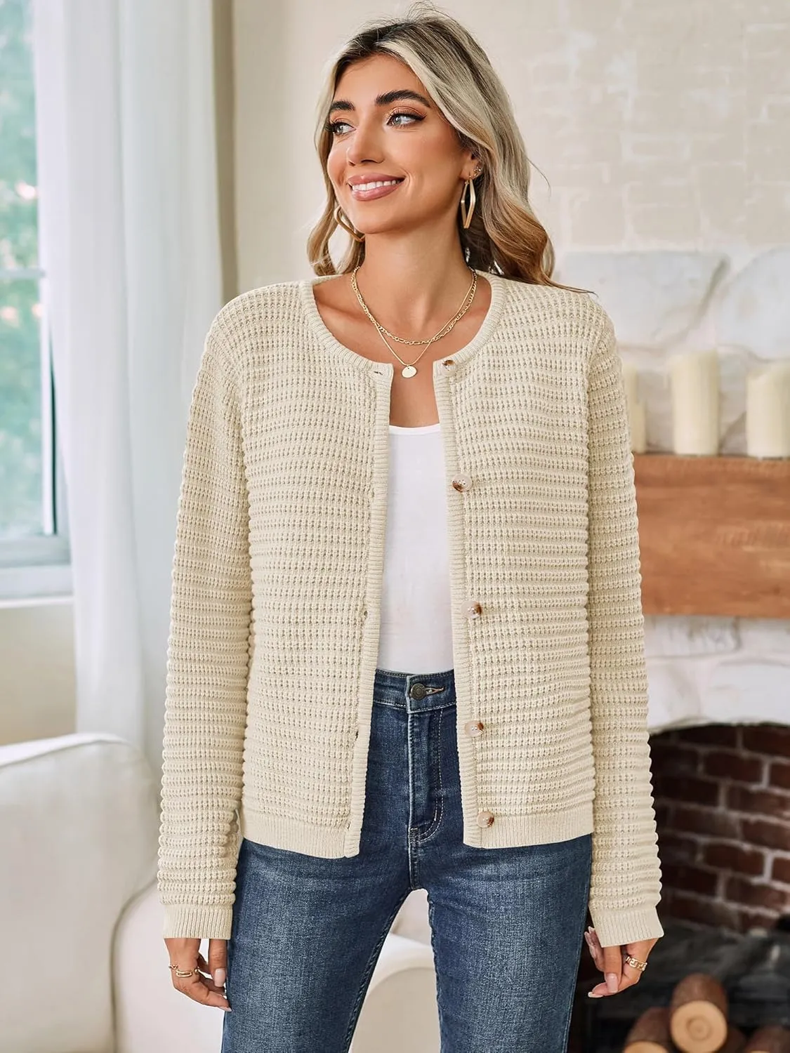 ZAFUL Womens 2024 Fall Lightweight Short Cardigans Winter Open Front Cardigan Sweaters Knit Jacket