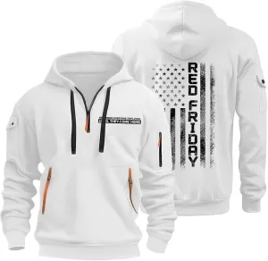 ZEFOTIM Hoodie for Men Drawstring 1/4 Zip Hoodie Letter Print Graphic Pullover Casual Sweatshirt with Pockets