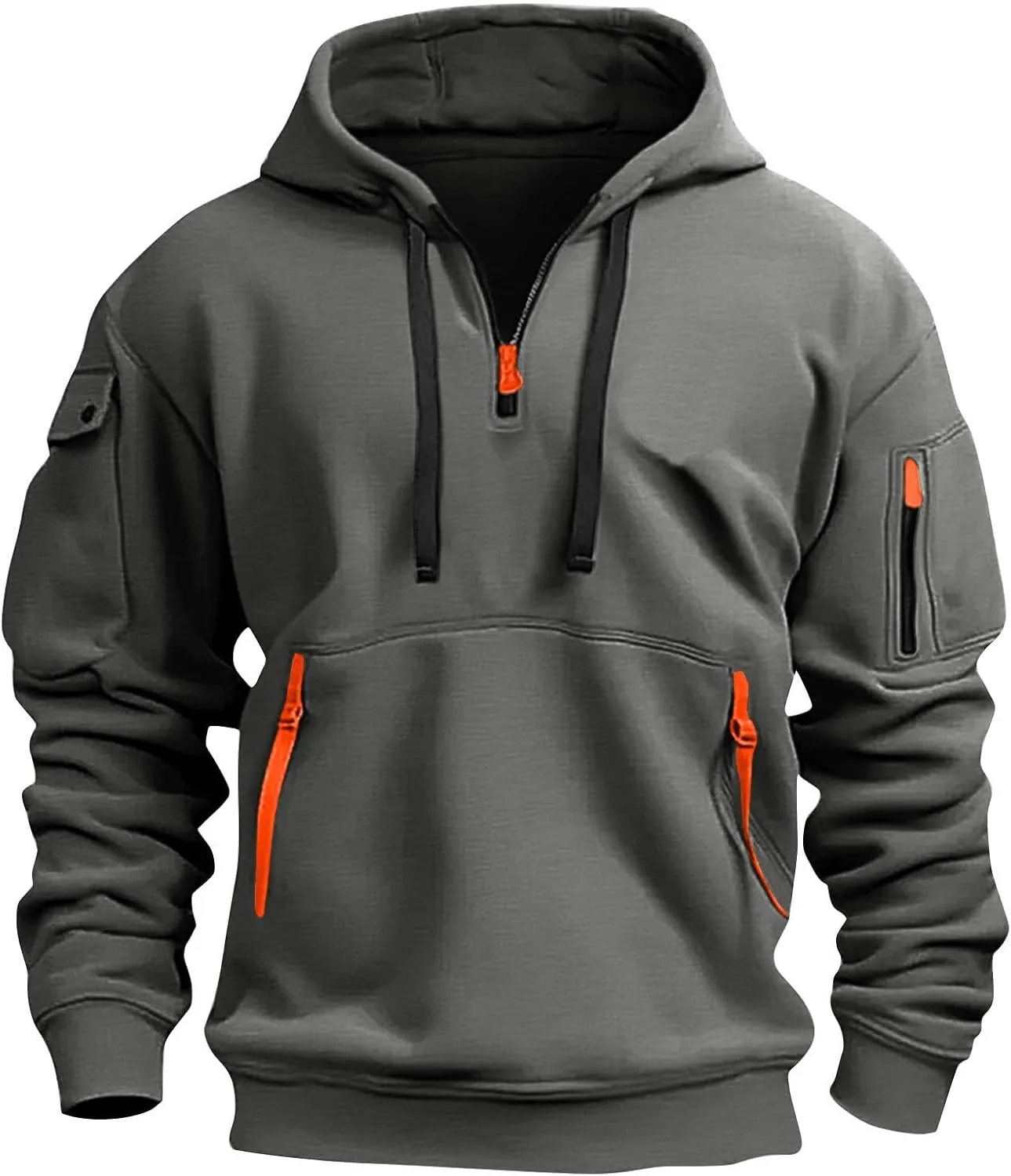 ZEFOTIM Hoodie for Men Drawstring 1/4 Zip Pullovers Soild Color Sweatshirts Casual Hoodie with Pockets