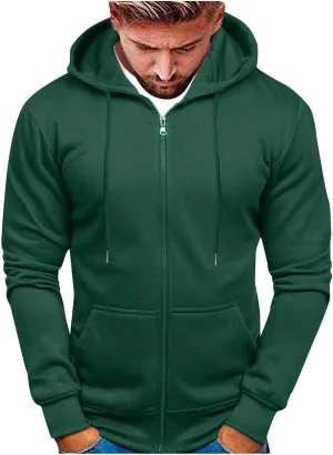 Zip Up Hoodie Men Mens Full Zip Casual Pullover Hoodies Fall Winter Work Sweatshirt Long Sleeve Drawstring Hoodies