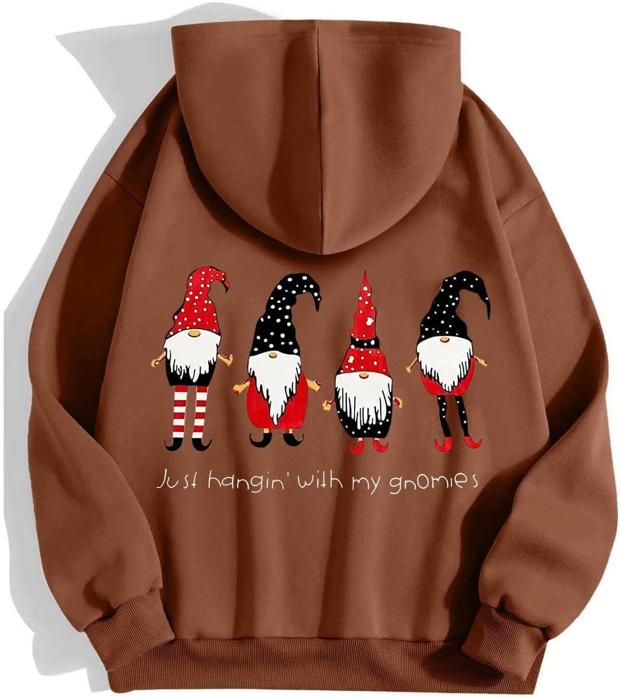 Zip Up Hoodie Women Oversized Christmas Santa Long Sleeve Crewneck Jacket Drawstring Hoodies with Pockets